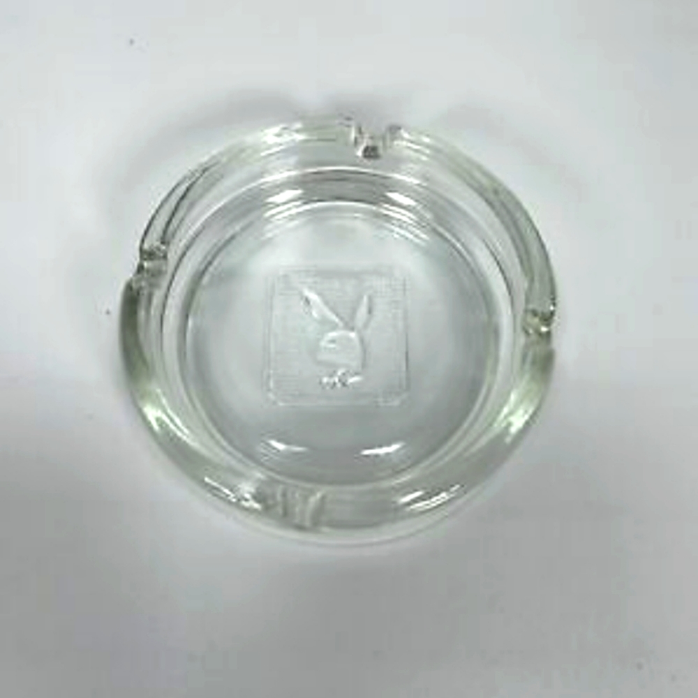 PLAYBOY BUNNY VINTAGE ICONIC 1970 PLAYBOY BUNNY CLUB CLEAR GLASS ASHTRAY